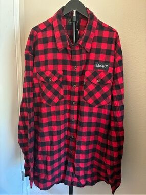 Men’s 5XL The Vermont Flannel Co Red and Black Buffalo Plaid Button-Down Shirt